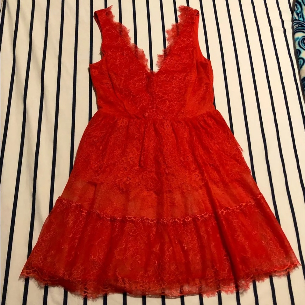 bcbgmaxazria red orange dress